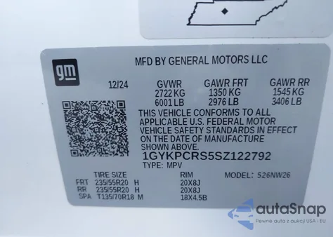 2025 Cadillac Xt6 Fwd Premium Luxury from USA, damaged, VIN 1GYKPCRS5SZ122792